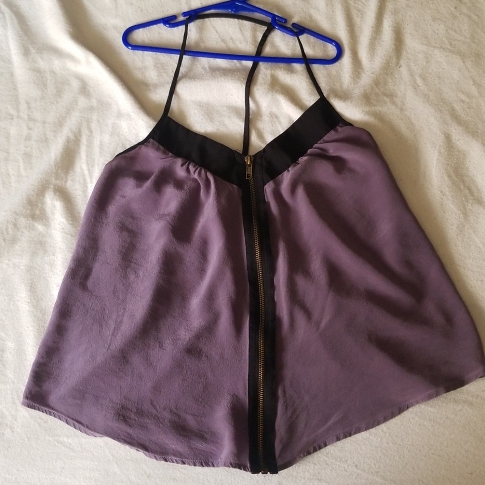 Purple Zip Up Strappy Shirt